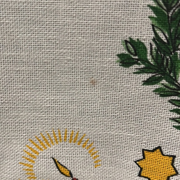 Colorful Christmas Table Runner Candles, Bows, Ornaments Pine Boughs/Cones Stars - Picture 14 of 16